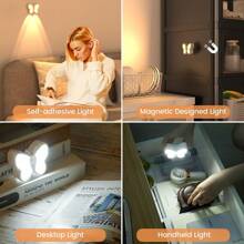 1/2 Pcs LED Night Light With Three-Color Dimming Control Wireless Night Light Intelligent Human Body Induction Charging Magnetic Hill Cat's Eye Butterfly Wall Light Eye Protection Lamp For Cabinet Bedroom Corridor Aisle Bathroom - Tricolor - View 10