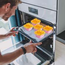 200pcs Baking Cups Aluminum Foil With Lids (100 Pans + 100 Lids), 5oz Square Cupcake Mini Cake Pans For Muffins, Desserts, Flans, Pudding & Party Food Display, Picnics Weddings - 粉色 - 查看 6