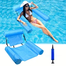 充气水上吊床，四合一充气游泳床，水上躺椅，超舒适游泳椅，带靠背的充气床垫水上椅 - 彩色 - 查看 8