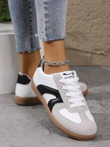 1 双透气系带休闲运动鞋，百搭白色运动鞋，适合春、夏、秋、冬，2025 年新款时尚男女运动鞋 - 白色 - 查看 5