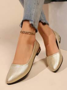 (For Wide/Thick Feet, Please Order One Size Up) Women's Flat Shoes, Soft Leather Suitable For Dresses, Comfortable Soft Sole Pointed Toe Flats, Versatile French Casual Shoes, Korean Style Elegant Flats, Gold Flat Shoes For Work/Formal Occasions (For Wide/Thick Feet, Please Order One Size Up) - Gold - View 5