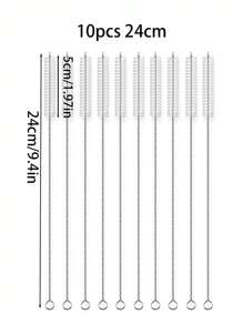 5/10/20/50 超长不锈钢清洁刷、可重复使用的吸管清洁刷、厨房清洁用品、管道清洁器、吸管清洁器，非常适合清洁玻璃硅胶金属吸管和水瓶吸管杯。