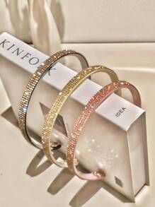 3件套 3色水钻装饰金属发箍，休闲时尚，适合女士和女孩，发箍，发圈，发饰，头饰 - 彩色 - 查看 1