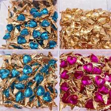 10 pezzi ciondoli a forma di cuore di cristallo con ali di angelo in lega, charms per fai da te per orecchini, portachiavi e artigianato femminile