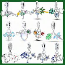 1pc S925 Silver Romantic Minimalist Clover, Palm Tree, Airplane, Lifebuoy, Insect, Cross Faith Pendant Necklace In Gift Box, Versatile For Women, Gift For Party, Jewelry - Silver - View 12