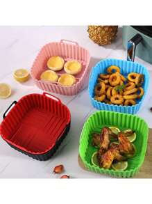 1/2Pcs,Air Fryer Silicone Baking Pan Household High Temperature Resistant Silicone Steam Pan Pan Mat Baking Cake Special Mold - Multicolor - View 4