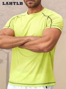 Men's Summer Casual Contrast Stitching T-Shirt - Green - View 3