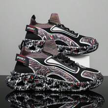 男士休闲时尚运动户外登山鞋，一脚蹬，增高，休闲运动鞋 - 黑與白 - 查看 2