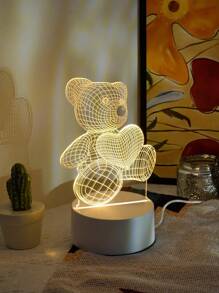 1 件 USB 桌面 3D 卡通装饰夜灯，LED 暖光台灯，适合作为女孩的生日或感恩节礼物