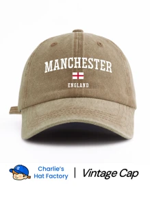 1 Pc MANCHESTER ENGLAND Print Washed Baseball Cap, Classic Casual Stylish Vintage Soft Sweatband Adjustable Size Lightweight Sun UV Protection Versatile Vintage Dad Hat, Suitable For Outdoor Sports Daily Wear Party Vacation Perfect Gift For Father Hubby And Friends - Manchester - View 15