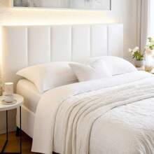 Modular Headboard Kit For Queen King Double Bed Upholstered Box Rectangular Plate 20x45 Centimeters - White - View 1
