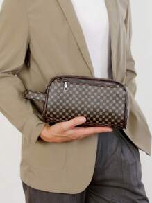 Men's PU Leather Printed Dopp Kit, Travel Shaving Set, Wrist Pouch, Anti-Theft Business Wallet, Clutch Wallet, Suitable For Teens, Casual Outdoor, Athletic, Vacation, Travel, Graduation Gifts, Birthday Dress Accessories - Multicolor - View 10