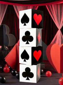 4 món, Hộp trang trí tiệc theo chủ đề Poker, Hộp tiệc Poker, Trang trí phông nền tiệc sinh nhật, Trang trí vũ hội, Đạo cụ chụp ảnh, Hộp quà tặng tiệc, Vật dụng gói quà, Hộp đựng kẹo, Vật dụng trang trí trung tâm bàn, Đồ trang trí để bàn, Quà tặng tiệc - bài xì tố - Xem 1