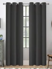VEHEDE Set Of 2 The Bedroom Has Dark Gray Insulation, Thermal Insulation And Shade Curtains That Are 175cm Long, While The Living Room Has Perforated Solid Curtains - Dunkelgrau - View 40