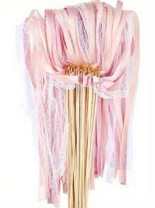 10pcs Lace Ribbon Wands With Bells - White, Pink, Champagne Fairy Magic Wands With Ribbons, Suitable For Wedding, Birthday, Celebration, Bachelorette Party, Bridal Shower, Lace Ribbon Fairy Wands With Bells Party Streamers, Birthday, European Wedding Party, Home Decor, Scene Decor, Theme Party Decor Summer Gifts Beach Back To School School Supplies Room Decor