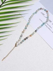 6 毫米天然石打结串珠项链、磨砂亚马逊石颈链、虎眼石颈链、优雅宝石项链、精致珠宝诞生石项链礼物 - 彩色 - 查看 10