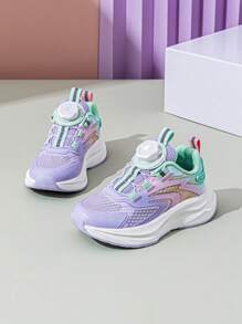 Annil Kinderschuhe für Jungen und Mädchen, Knopf Sneaker Laufschuhe, leichte Schuhe mit weicher Sohle, Frühling - Violett - Übersicht 10