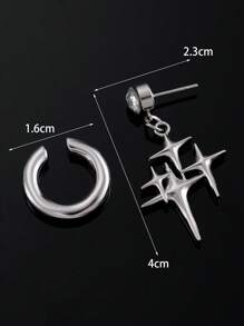 1 Set de aretes de clip de aleación de cobre con estilo punk de estrella, aretes de joyería de moda para mujeres, apropiado para fiestas y uso diario