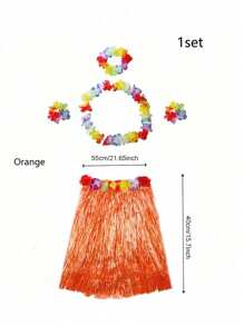 1set Hawaiian Grass Skirt With 4 Garlands,Summer Tropical Beach Party Decoration,Luau Decorations For Adults - 1set - View 8