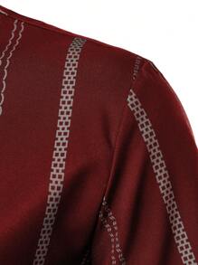 Áo polo nam nhẹ, kiểu dáng công sở, họa tiết kẻ sọc hình học, thích hợp cho mùa hè. - Đỏ - Xem 6