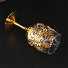 1 Set Of 6 European Style Rose Patterned Glass Stemware, Wine Glasses Suitable For Gatherings, Weddings And Other Occasions, Decorative Tabletop Craft