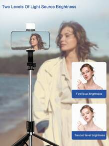 66.9" Extendable Wireless Remote Control Selfie Stick With LED Fill Light, Foldable Phone Tripod, Compatible With IOS And Android Smartphones, Suitable For Live Streaming, Makeup, Parties, Summer Vacation, Travel, Outdoor Activities - Multicolor - View 7