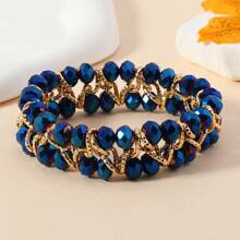 1 سوار يدوي مصنوع من خرز لامع وسلسلة من الألومنيوم، بتصميم متعدد الاستخدامات مناسب للنساء، للحفلات والأفراح والشاطئ والأعياد، هدية كلاسيكية وأنيقة