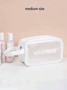1 Pc Pvc Makeup Bag With A Small Body And Large Storage Capacity,Portable Women's Travel Transparent Waterproof Wash Bag, Storage Bag, Handbag Bag, Multi-Functional Travel Makeup Wash Bag,One Bag Is Versatile And Convenient For Daily Life, Cold Resistant, Waterproof Material, Semi Transparent Frosted Design, Beauty And Makeup Tools