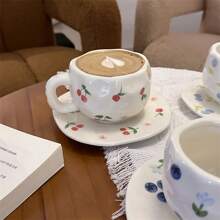 1pc Lovely Handmade Asymmetrical Ceramic Coffee Mug, High-Quality Afternoon Tea/Breakfast Cup, Suitable For Office, Company, And Home Use Back To School