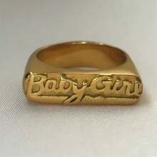 1pc Creative 18K Gold Plated Stainless Steel Letter Engraved Single Ring, Suitable For Women's Daily Wear, Gift - Alphabet Rings - View 8