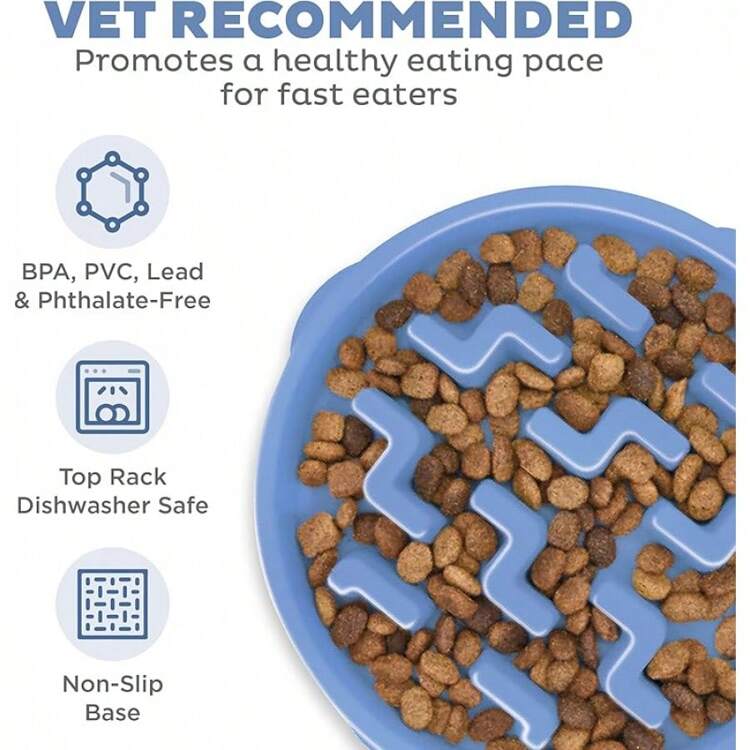 Outward Hound Large Slow Feeder Bowl, Puzzle Maze Fast Eaters, Medium To Large Dogs, Helps Prevent Bloat & Aid Digestion, Holds 4 Cups Wet Or Dry Food, Non-Slip, Made Without BPA, Turquoise - Blue - View 3