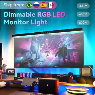 CANMEIJIA Dimmbare LED doppelseitige beleuchtete Displayanzeige Lampe mit Touchsteuerung, flach/gekrümmt, 44cm/40cm/60cm/33cm, magnetische Aufhängung, USB betrieben, 7-Farben RGB/3-Farben einstellbar, Speicherfunktion, augenschonend, geeignet für Gaming, Filme, Lesen, Büro, Schreibtisch, Computer, Bücherregal, Leselampe, Ambient Beleuchtung