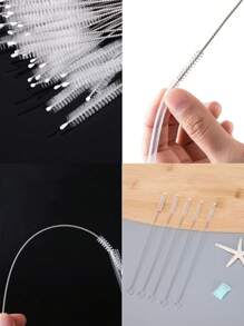 5/10/20/50 超长不锈钢清洁刷、可重复使用的吸管清洁刷、厨房清洁用品、管道清洁器、吸管清洁器，非常适合清洁玻璃硅胶金属吸管和水瓶吸管杯。