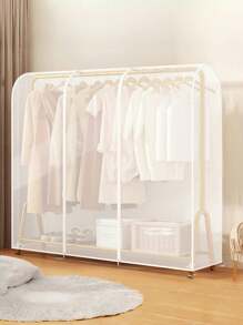 1pc Floor Standing Garment Rack Dust Cover - Transparent Bag Design, Protects Coats And Clothes From Dust And Dirt, Suitable For School Supplies And Study Items - White - View 2