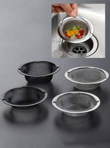 1PC Modern Stainless Steel Round Sink Strainer With Handle - Anti-Clogging Mesh Strainer For Kitchen And Bathroom Sinks, No Power Required - Multicolor - View 2