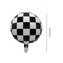 10 个 18 英寸黑白格子圆形气球，赛车主题派对生日装饰，节日派对用品，黑白棋盘氦气球 - 彩色 - 查看 4
