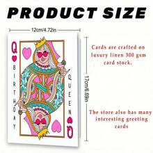 Personalized Stylish Birthday Cards, Queen Of Hearts Birthday Cards With Envelopes, Unique Birthday Cards For Best Friend, Mother, Girlfriend, Daughter, Unusual Things, Cute Aesthetic Items (12cm/4.7in*17cm/6.7in)