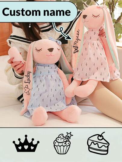 1pc Customized Bunny Toy,Personalized Custom Name Toy,Can Customize Text/Name On Single/Double Ear,Cute Rabbit Animal Gift,Suitable For Giving To Girlfriends,Friends, Birthday Gifts,Soft And Comfortable Material,Blue/Pink,Mother's Day Gift,Easter Gift,Her/Him,Bestie,Buddy,Couple,Girlfriend,Boyfriend,Husband,Wife,Dad,Mother,Grandpa,Grandma,Colleague,Family,Best Holiday Gifts,Fall Décor