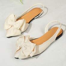 Women's Fashion Cute Bow Decor Adjustable Flat Pointed Toe Sandals