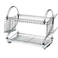 Escurreplatos Escurridor de Platos Estante Para Platos De Acero Inoxidable De 2 Niveles Estante De Secado Multifuncional En Forma De S - Gris - Ver 4