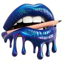 1 pieza/2 piezas/3 piezas Película de transferencia de calor estilo punk, diseño de labios y lápiz azul, parches lavables para planchar en ropa DIY, camisetas, fundas de almohada - material de plástico