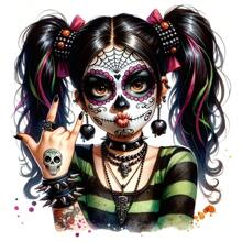 1/2/4 件哥特骷髅风格双马尾装饰贴片，个性化设计，可水洗热转印，适用于女士/男士 T 恤、背包、贴纸、装饰品、复古邮票、标签、徽章、徽标、复古帽子