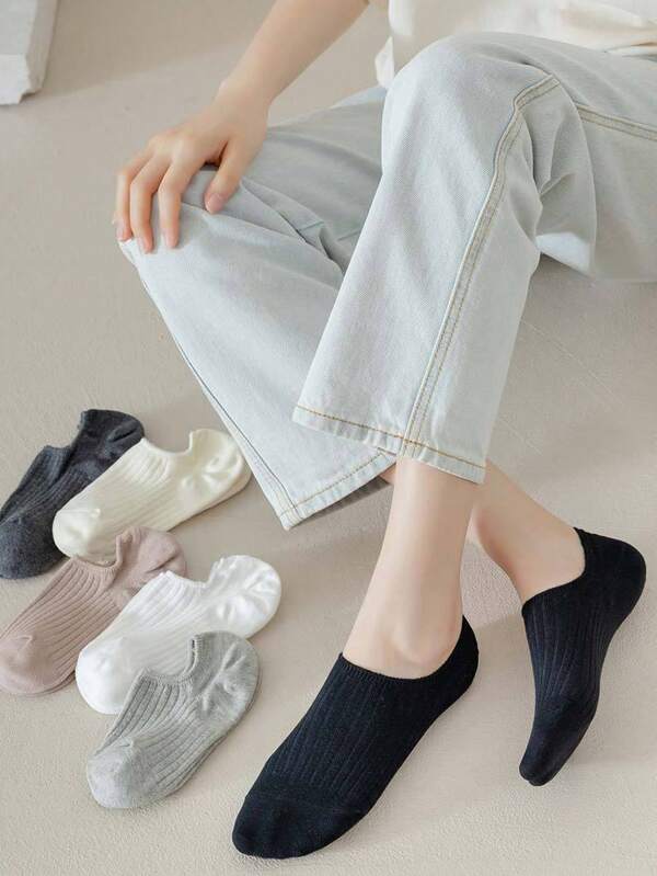 1/3/5 Pairs Women's Spring/Summer Shallow Low-Cut Breathable Moisture-Wicking Ankle Socks, Simple Solid Color Soft Boat Socks, No Show Socks