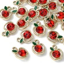 20 件金色红苹果合金饰品，带水钻食物水果金属诞生石饰品，适合感恩节老师 DIY 珠宝制作礼物 - 20pcs - 查看 6