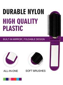1 件塑料折叠镜发梳 - 旅行迷你口袋发刷 - 便携式小巧梳子，带化妆镜、发刷、梳子、美发工具、美发产品及配件，适用于理发沙龙美容旅行必需品