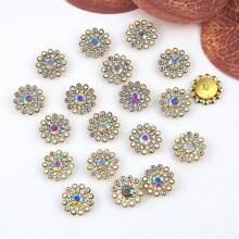 14MM Sunflower Hand Sewn Rhinestone 50Pcs/Pack Shiny Handmade Glass Sewing Crystal Sewing On Decorative Beads Flat Back Gold Base With Holes Gem DIY Accessories Needle And Thread Materials Sew On Stones Strass Beads Used For Decorating Clothes, Dress, Bags, Shoes, Brooches , Earrings, Handicrafts - Red - View 16