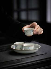 1件手绘蝴蝶兰陶瓷茶杯，家用功夫茶具，批发釉下彩茶碗，回到学校 - 彩色 - 查看 5