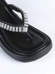 女士厚底软底防滑时尚露趾厚底凉鞋 - 黑色 - 查看 4