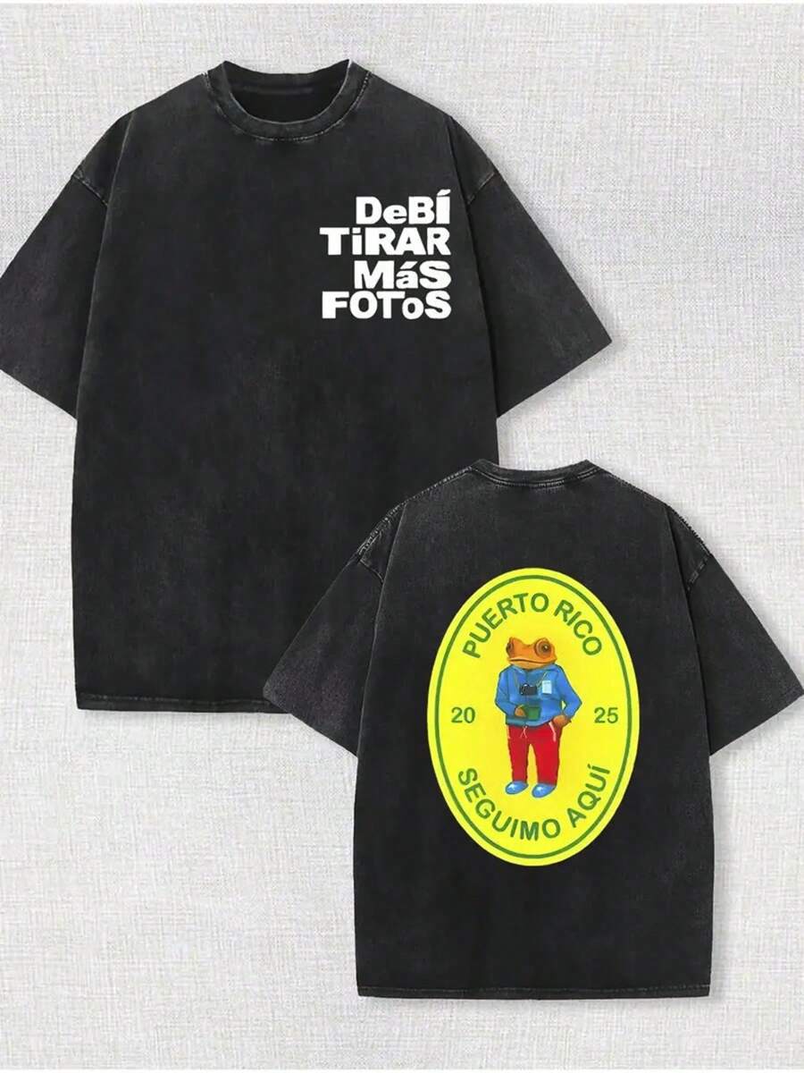 1 Piece, 230G Double-Sided Washing, Puerto Rico Takes More Photos To Print T-Shirts, High-Quality Batik Cotton Vintage Fashion Brand T-Shirts, A Certain Thickness Suitable For Summer T-Shirts, Holiday Gifts.