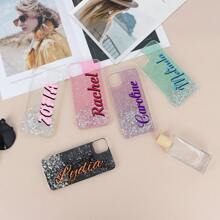 1PC Personalized Customized Name Drop Glue Textured Tpu Handmade Sparkling Phone Case Compatible With IPhone 11 12 13 14 15 Promax